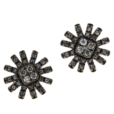 Colleen Lopez Ohrringe 0,25 kt Sterlingsilber Salz & Pfeffer Diamant Sonnenschliff