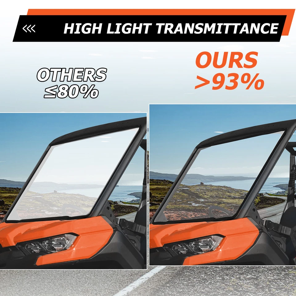 KOJEM Clear Full Front Full Windshield For Can am DEFENDER (2016+) HD5 HD8 HD10 - Image 4 of 4