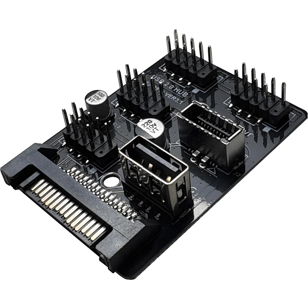 5-Port Internal USB 2.0 Hub with 9-Pin Motherboard Header Splitter