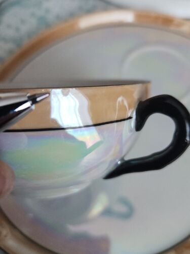 Art Deco Lusterware Germany Lot/Set of 2 Cups & 3 Tray Saucers - 1900-1930's - Picture 15 of 21
