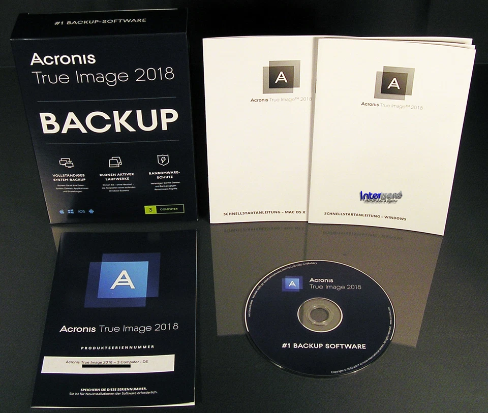 Acronis True Image 2018 Vollversion 3 PC/Mac Box, CD + Universal Restore OVP NEU - Bild 2 von 4