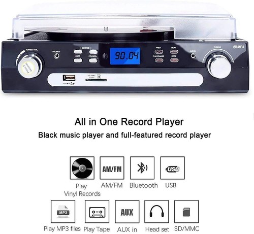 Bluetooth Record Player with Stereo Speakers Turntable for Vinyl to MP3 - 第 7/7 張圖片