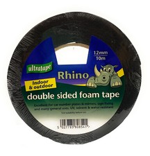 Foam Tape Double Sided Sticky For Car Number Plates Sign Mirrors - 12mm x 10m 