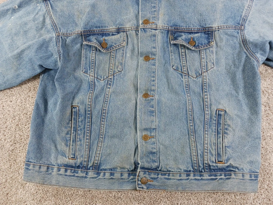 Chaqueta Clásica Vintage Camel Denim Bordada XL Motocicleta Algodón Botón Foto 4 de 4