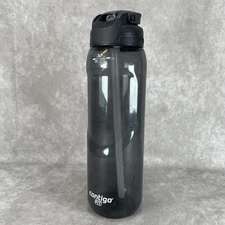 Contigo Fit Water Bottle Black & Grey 32 Oz Flip Top Lid Pre Owned