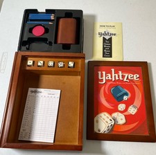 Yahtzee Game Vintage Collection Bookshelf Edition Wooden Box Complete Free Ship
