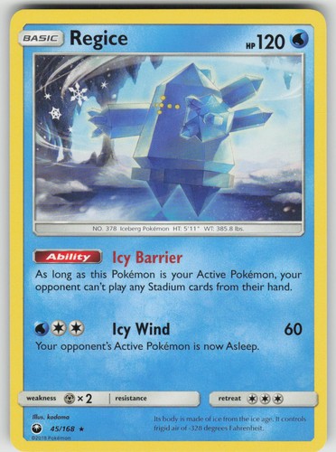 Regice 45/168 Rare Celestial Storm Pokemon Near Mint