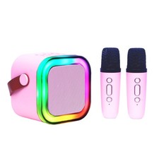 Mini Karaoke Machine for Kids Adults with 2 Wireless Microphones Po... Fast Ship