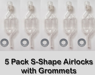 #ad 5 PACK S Shape Bubble Fermentor Airlock w Grommet Air Lock HomeBrew Wine Beer $11.99
