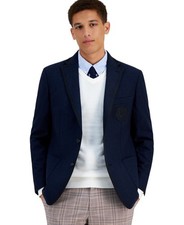 Tommy Hilfiger Mens Modern fit Sport Coat Blazer 40 S Navy Blue Solid Wool