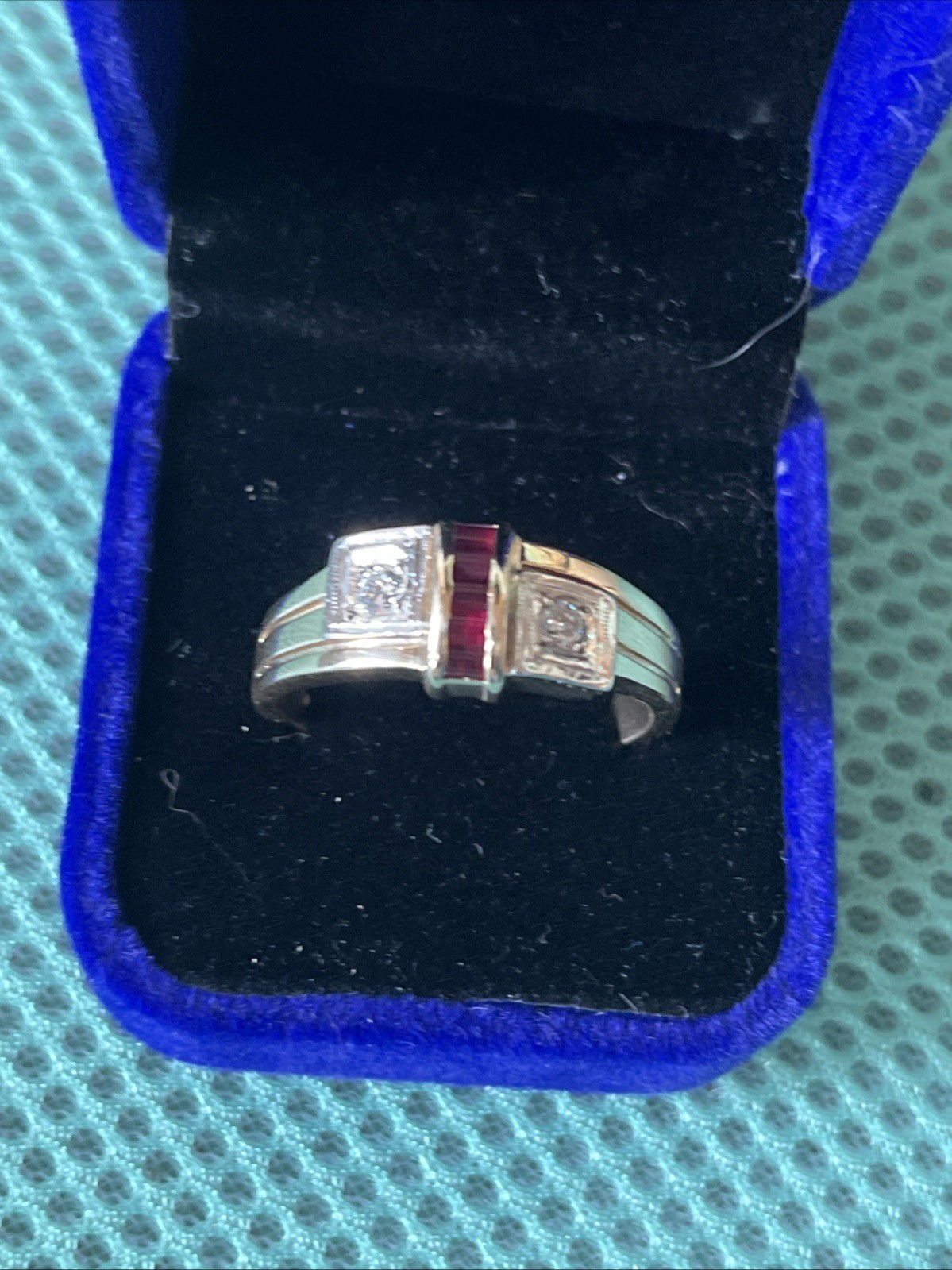 14K Solid Gold Diamond Ruby Men’s Ring Size 15 La… - image 1