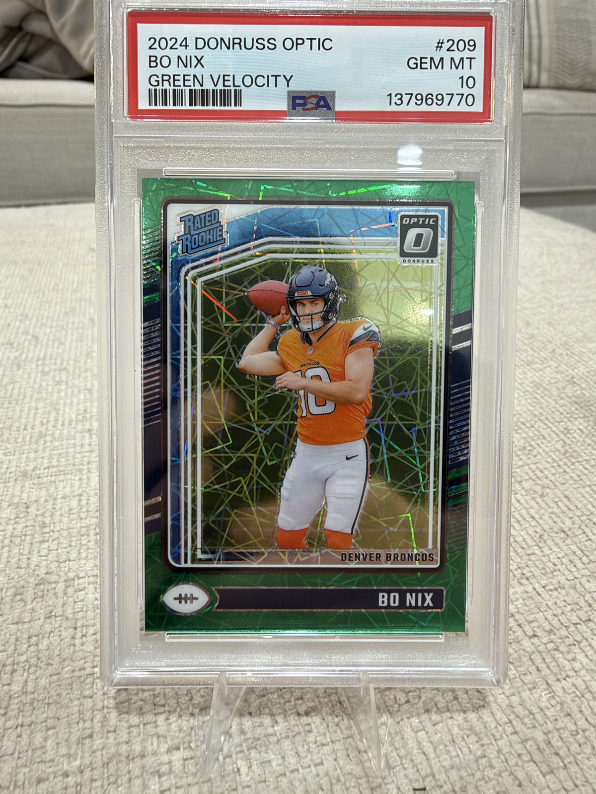 Bo Nix Panini Donruss Optic #209 Green Velocity