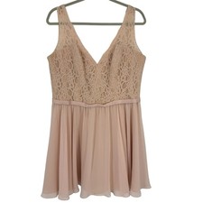 Morilee Sleeveless A Line Dress Plus size 22 Blush Lace V Neck Wedding Coquette