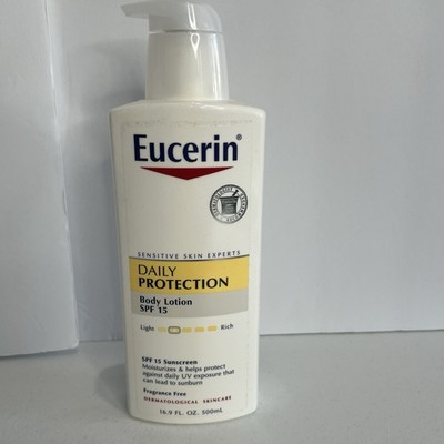 Eucerin Daily Protection Body Lotion SPF 15 Fragrance Free 16.9 oz EXP 10/17 DIS