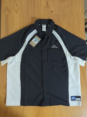 Mens Medium Nike SB Woven Short Sleeve Button Bowler Shirt HJ2958 M Black NWT