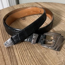 Pat Areias Sterling Silver .925 1" Ranger Belt Buckle Mens 35 Genuine Alligator