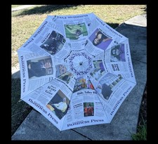 Fort Worth Business Press Newspaper Print Umbrella With Wood Handle