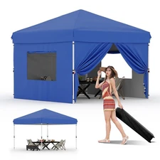 10x10FT Pop Up Canopy Tent with 4 Removable Sidewalls, Outdoor Heavy Canopy