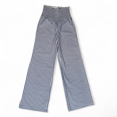 Love Tree Blue & White Striped Wide Leg Pants Smocked Waist Tall Coastal Beach