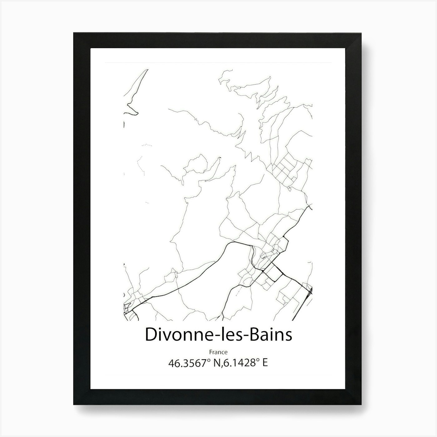 Divonne Les Bains,France Minimalist Framed Wall Art Poster Canvas Print Picture