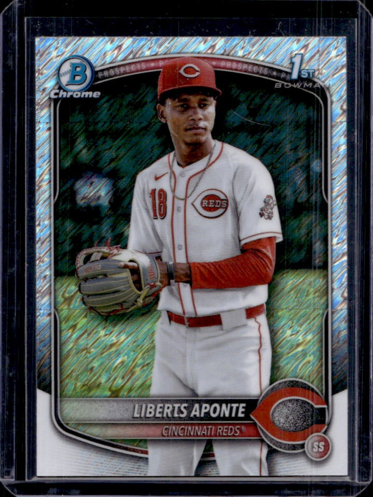 2025 Bowman Chrome Liberts Aponte Shimmer Refractor 1st #BCP-174 Reds
