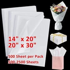 White Tissue Paper 14" x 20" 20" x 30" Packing Wrapping Cushioning Void Fill DIY