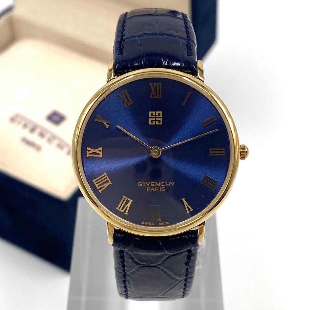 Givenchy Paris  Quartz Watch 1298 314 Gold Blue Men thumbnail 14