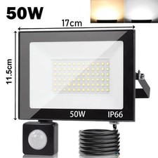 LED Floodlight With PIR Motion Sensor Outdoor Garden Security Lights Waterproof