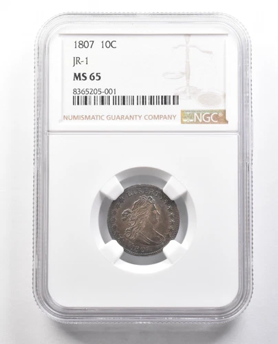 1807 Draped Bust Dime JR-1 MS65 NGC Beautiful Tone *4392