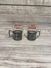 Vintage "Set of 2" 1985 Coca Cola Coke Glasses with Unique Pewter Holders