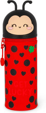 Kawaii Astuccio Scuola 2 in 1 in Morbido Silicone, Ladybug, Portapenne Da Tavolo