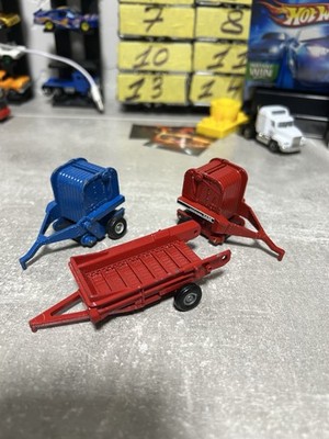 Vintage Hubley Red Tractor Plastic Wagon, Plow, Roller, Manure Spreader Kiddie J