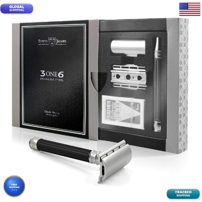 Edwin Jagger 3One6 De Stainless Steel Safety Razor Grooved 1X Pack Of Razor