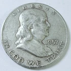 1957 D Ben Franklin SilverHalf Dollar 90% Silver Circulated Coin Free Ship #8883