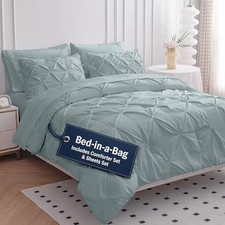 Size Comforter Set 7 Piece - Plush Microfiber All Season King 03: French Blue