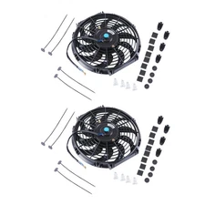 2XUniversal Slim 12" Black Fan Push Pull Electric Radiator Cooling 12V Mount Kit