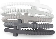 Ryan & Rose Jesus Bracelets - Cross Silicone Bracelet Large, Alloy 