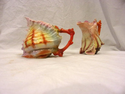 Vintage Royal Bayreuth Conch Shell Multi-colored Creamer  X 2 One Signed one Not