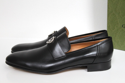Gucci Loafers GG Logo Interlocking G Black Leather Gucci Interlocking GG Chunky Leather Loafers main image 3