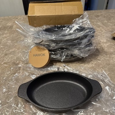 Lot of SIX ~ Hawok CAST IRON OVAL ~ Mini Server Set ~ 6.5''L X 4.7''W 12 oz