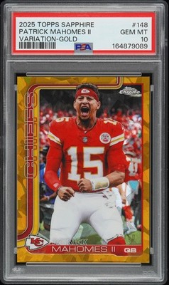 2025 Topps Chrome Sapphire Patrick Mahomes ll Variation Gold Sapphire PSA 10 /50