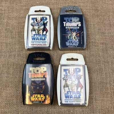 KONVOLUT 4 STAR WARS MOVIE SPECIALS TOP TRUMPS KARTEN SPIEL SETS CLONE WARS