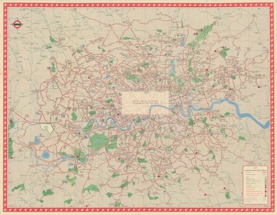 London Transport Bus Karte Central Area. LEWIS. Januar 1949 alter Vintage