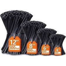 Zip Ties Assorted Sizes 4  6  8  12  , 2000 Pack, 4 6 8 12 2000 Pack , Black