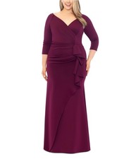 XSCAPE Womens Pleated Ruffled Gown Dress, red, 22W