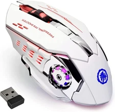 Wireless Gaming Mouse Bluetooth RGB Rechargeable 2.4G USB White 