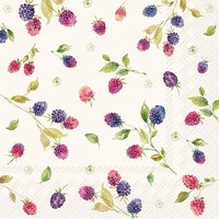 20 Servietten Berrylicious Cream Gemischte Beeren Brombeeren Garten Deko 33X33Cm