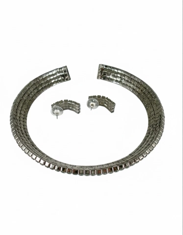 Conjunto de joias para festa de casamento conjunto de colar e brincos de cristal strass NOVO - Imagem 2 de 3