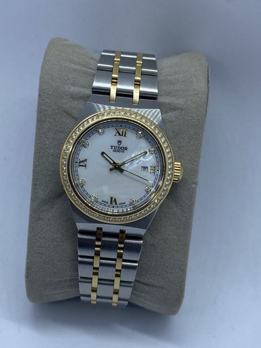 Tudor Royal 28323 Two Tone MOP Diamond Dial 18k/Ss Automatic 28mm Ladies - Picture 1 of 23