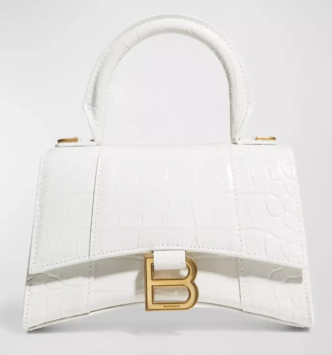 Hourglass Small Crocodile-Embossed Top-Handle Bag